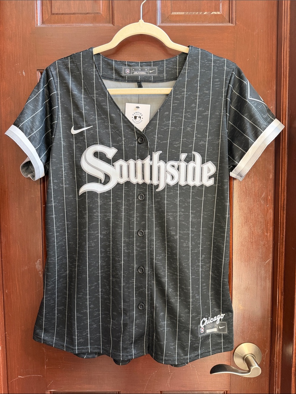 Nike Black & White Pinstripe "Southside" Baseball Jersey Moncada